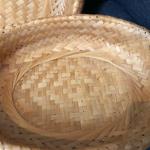 BAMBU Double Wall oval Nesting BASKETS - Set of 3 Large 16 x 12 x 3.5” FARMHOUSE - Picture 10 of 16
